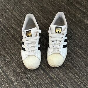 adidas Kids White and Black Classic Shell-Toe Sneakers